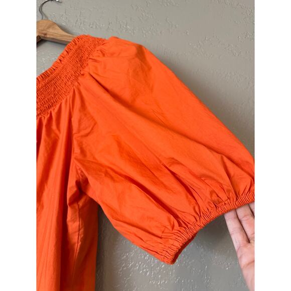 Anthropologie Maeve Orange One-Shoulder Embroidered Maxi Dress - Picture 5 of 13